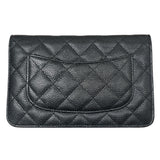 シャネル CHANEL マトラッセ チェーンウォレット ブラック ゴールド金具 キャビアスキン レディース 長財布