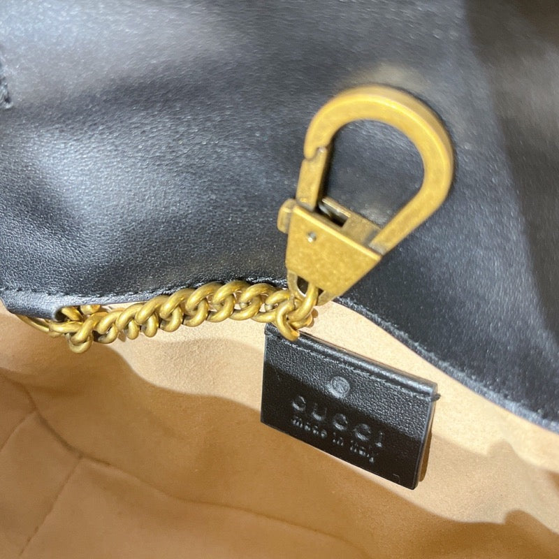 グッチ GUCCI GGマーモント ショルダーバッグ 476433 ブラック ゴールド金具 レザー レディース ショルダーバッグ