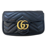 グッチ GUCCI GGマーモント ショルダーバッグ 476433 ブラック ゴールド金具 レザー レディース ショルダーバッグ