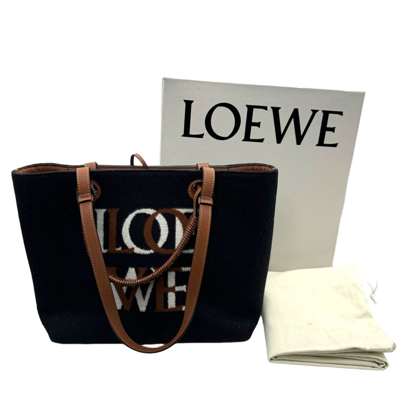 ロエベ LOEWE ロゴトート スモール A717S72X13 ネイビー×ブラウン ウール/レザー レディース トートバッグ |  中古ブランドリユースショップ OKURA(おお蔵)