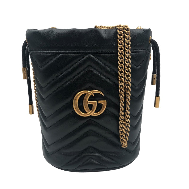 グッチ GUCCI GGマーモントミニバケットバッグ 575163 ブラック レザー レディース ショルダーバッグ