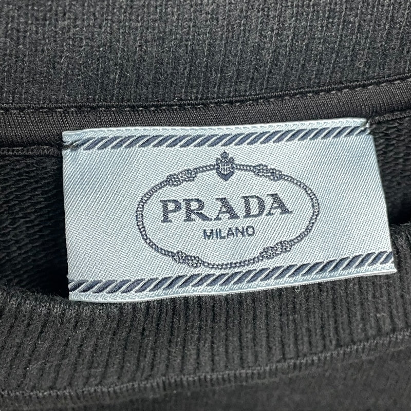 プラダ PRADA トライアングルナイロンフラワーロゴスウェットシャツ 134627 ブラック コットン レディース スウェット