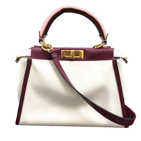 フェンディ FENDI ピーカブーレギュラー 8BN290 アイボリー キャンパスｘカーフ レディース ハンドバッグ
