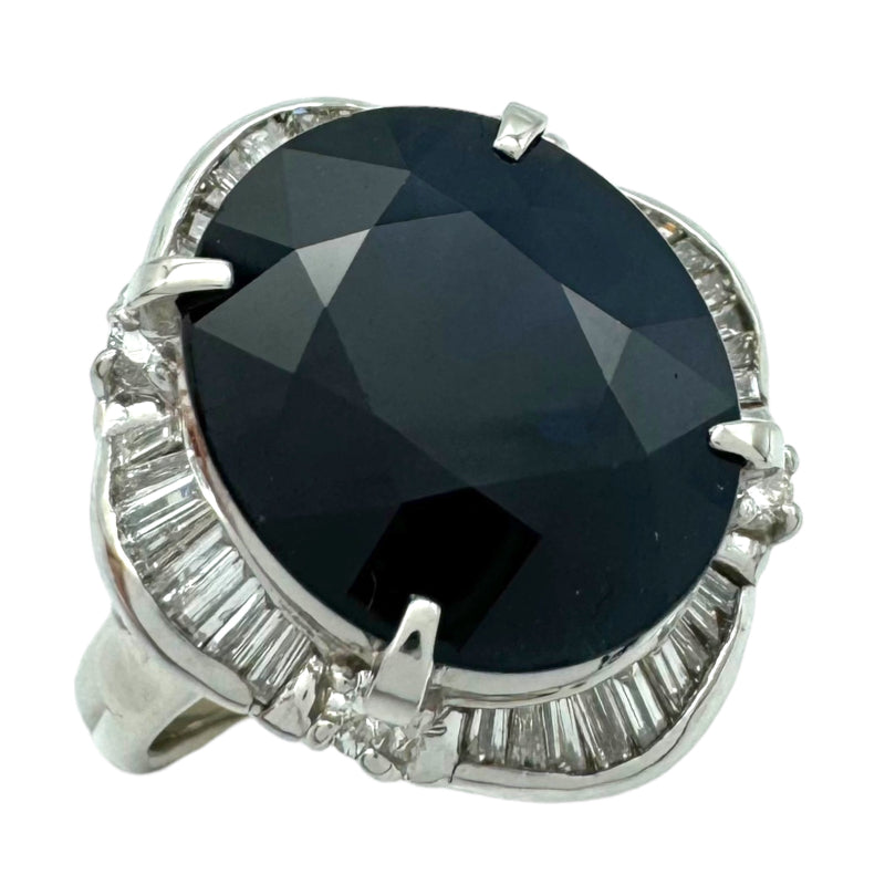 サファイア ダイヤリング Pt900 約19.5号 S:14.37ct D:0.86ct ダイヤモンド ジュエリー