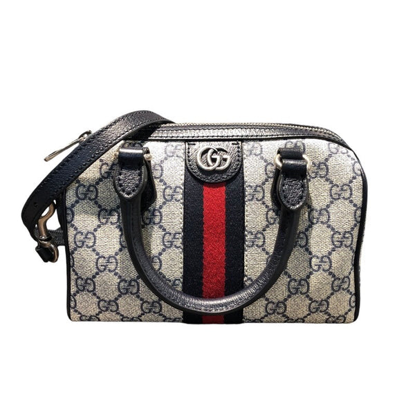 グッチ GUCCI オフィディアGGミニストップハンドバッグ 772053 ネイビー　シルバー金具 レザー レディース ショルダーバッグ