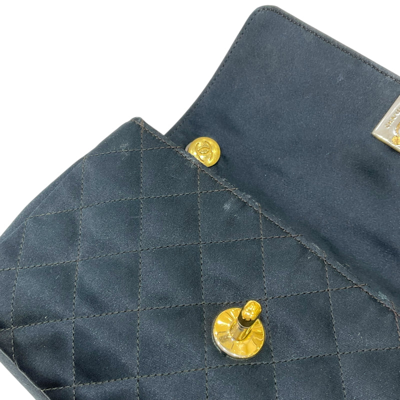 シャネル CHANEL ミニマトラッセ チェーンショルダーバッグ 1番台 ブラック ゴールド金具 サテン レディース ショルダーバッグ