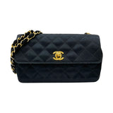シャネル CHANEL ミニマトラッセ チェーンショルダーバッグ 1番台 ブラック ゴールド金具 サテン レディース ショルダーバッグ