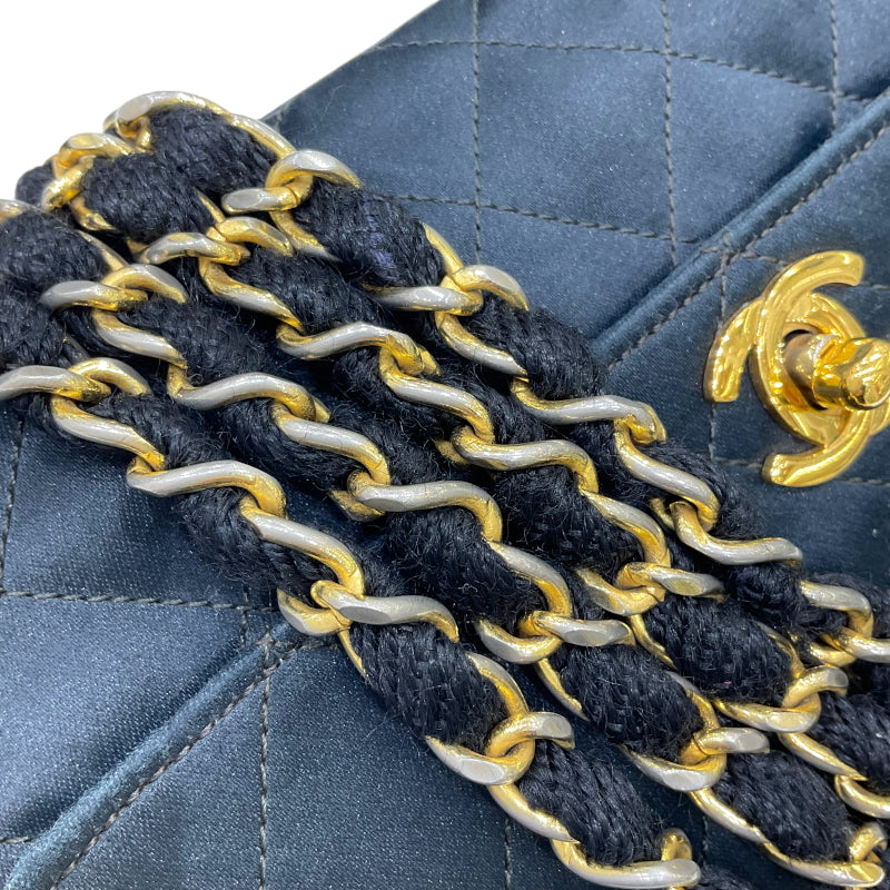 シャネル CHANEL ミニマトラッセ チェーンショルダーバッグ 1番台 ブラック ゴールド金具 サテン レディース ショルダーバッグ