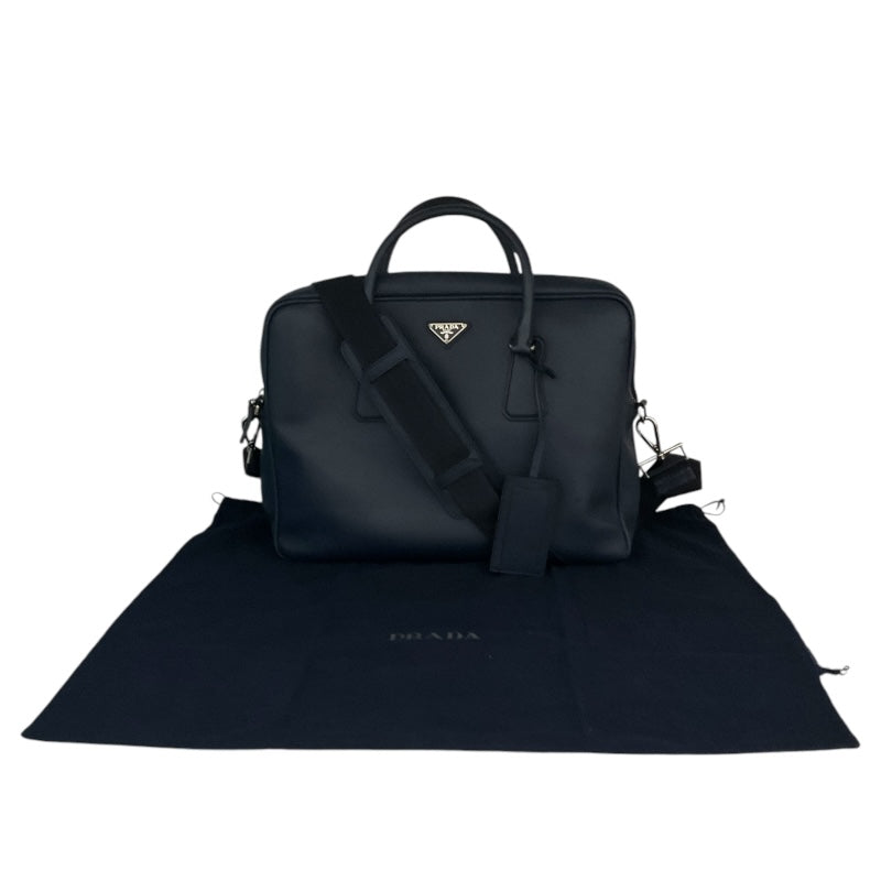 プラダ PRADA サフィアーノ ブリーフケース 2VE368 ネイビー/シルバー金具 レザー メンズ ビジネスバッグ |  中古ブランドリユースショップ OKURA(おお蔵)