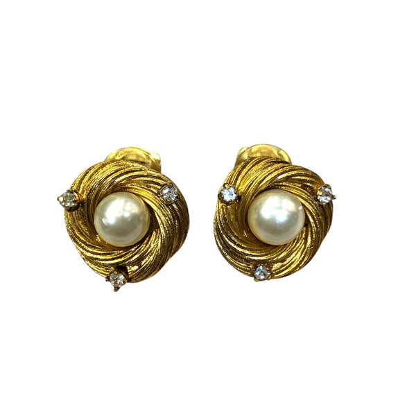 シャネル CHANEL パールイヤリング　 ゴールド フェイクパール/ラインストーン アクセサリー