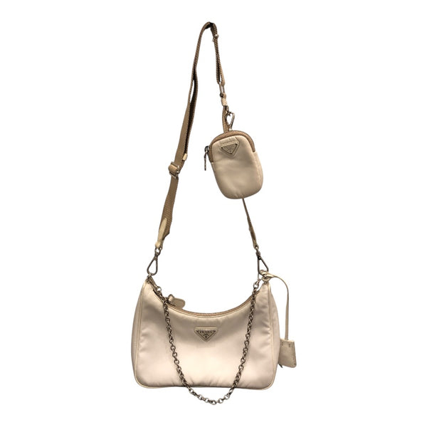 プラダ PRADA Re-Edition ショルダーバッグ 1BH204 ホワイト　シルバー金具 ナイロン レディース ショルダーバッグ