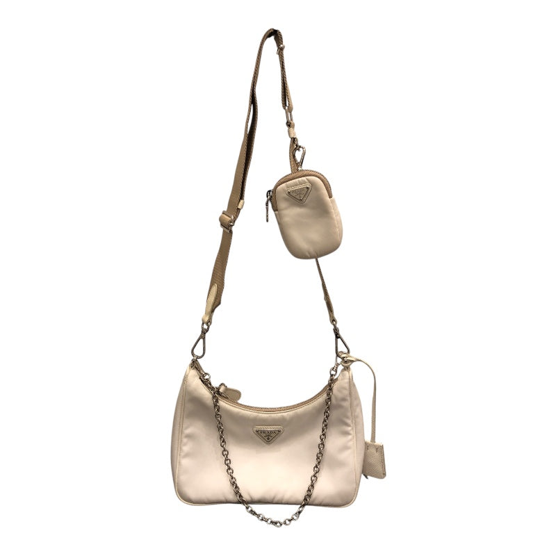 プラダ PRADA Re-Edition ショルダーバッグ 1BH204 ホワイト　シルバー金具 ナイロン レディース ショルダーバッグ