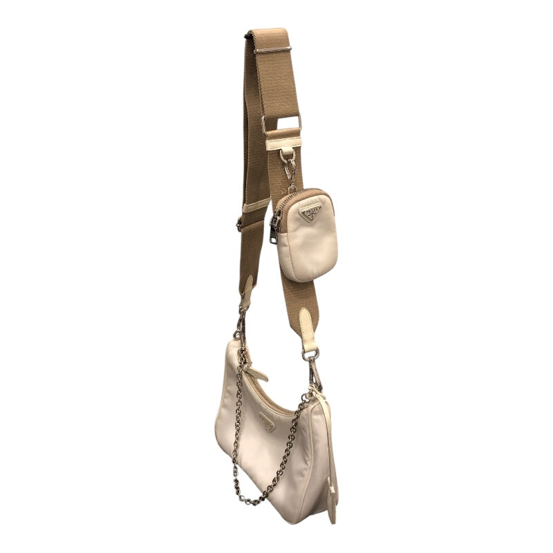 プラダ PRADA Re-Edition ショルダーバッグ 1BH204 ホワイト　シルバー金具 ナイロン レディース ショルダーバッグ