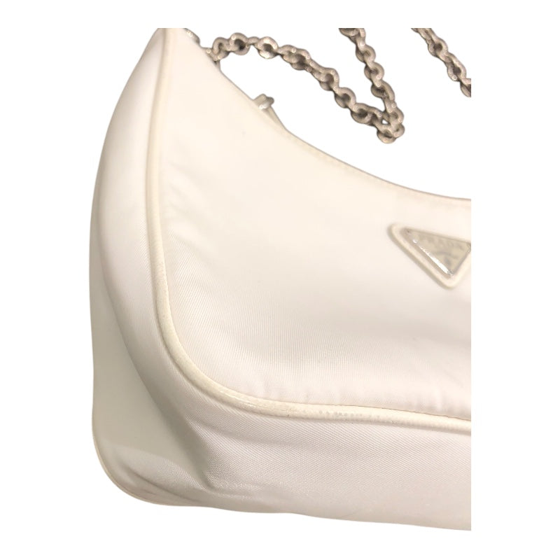 プラダ PRADA Re-Edition ショルダーバッグ 1BH204 ホワイト　シルバー金具 ナイロン レディース ショルダーバッグ