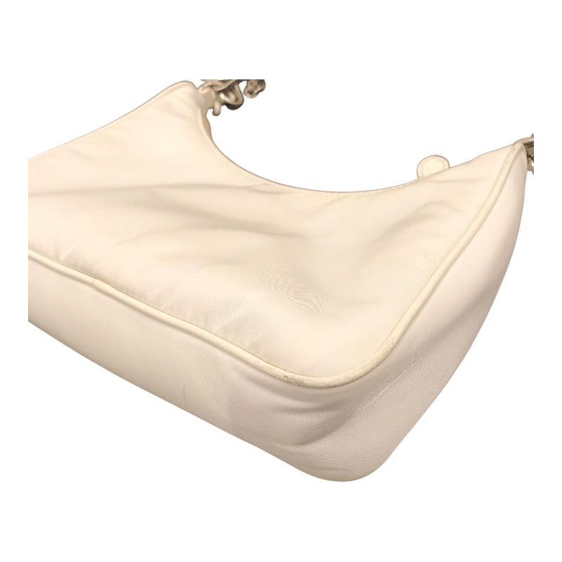 プラダ PRADA Re-Edition ショルダーバッグ 1BH204 ホワイト　シルバー金具 ナイロン レディース ショルダーバッグ