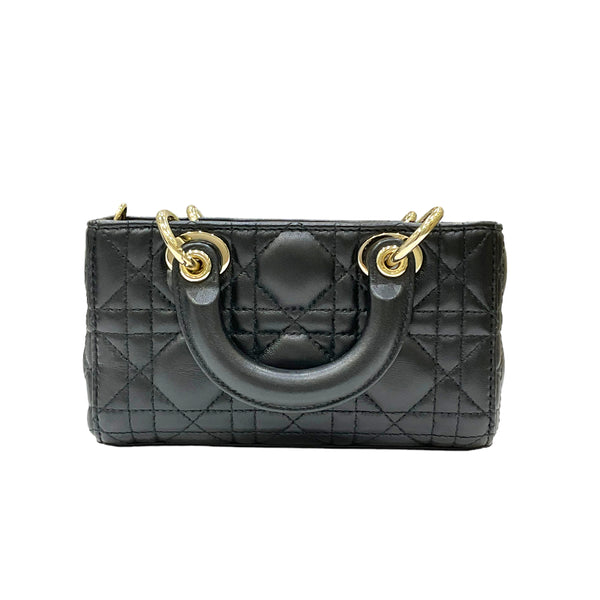 クリスチャン・ディオール Christian Dior カナージュ レディディージョイ マイクロバッグ S0910ONGE ブラック ラムスキン レディース ショルダーバッグ