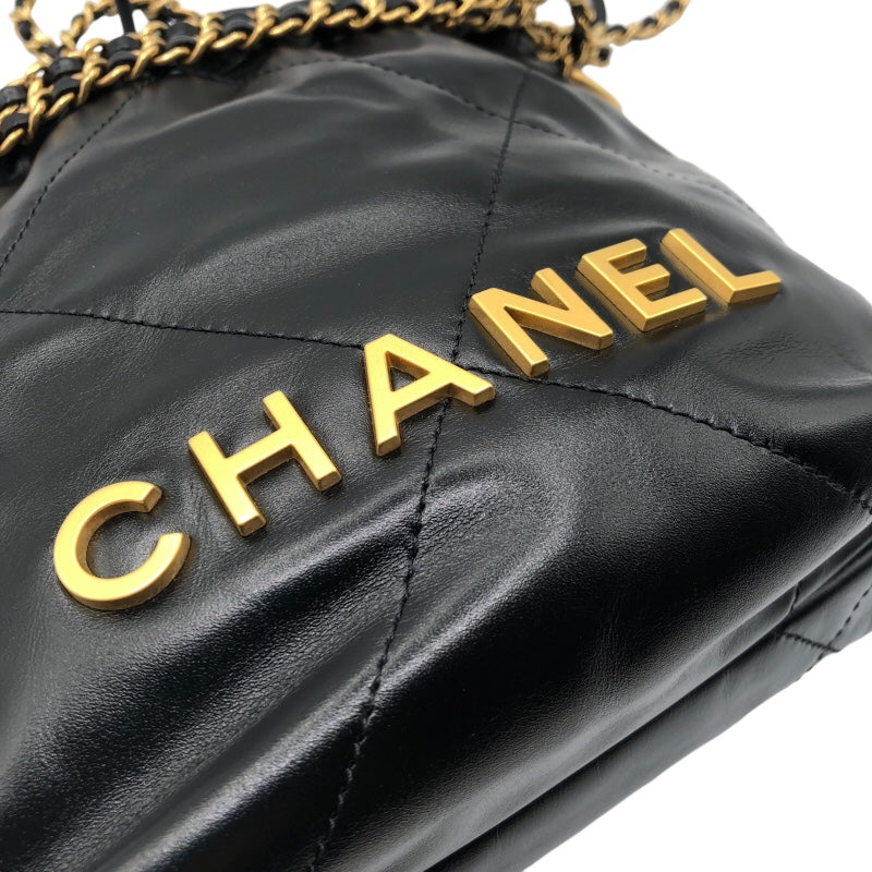 シャネル CHANEL CHANEL22ミニバッグ AS3980 ブラック/GD金具 シャイニーカーフ レディース ショルダーバッグ