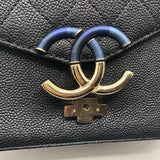 シャネル CHANEL ココマークトップハンドルバッグ A93659 ブラック/シャンパンゴールド金具 キャビアスキン レディース ショルダーバッグ