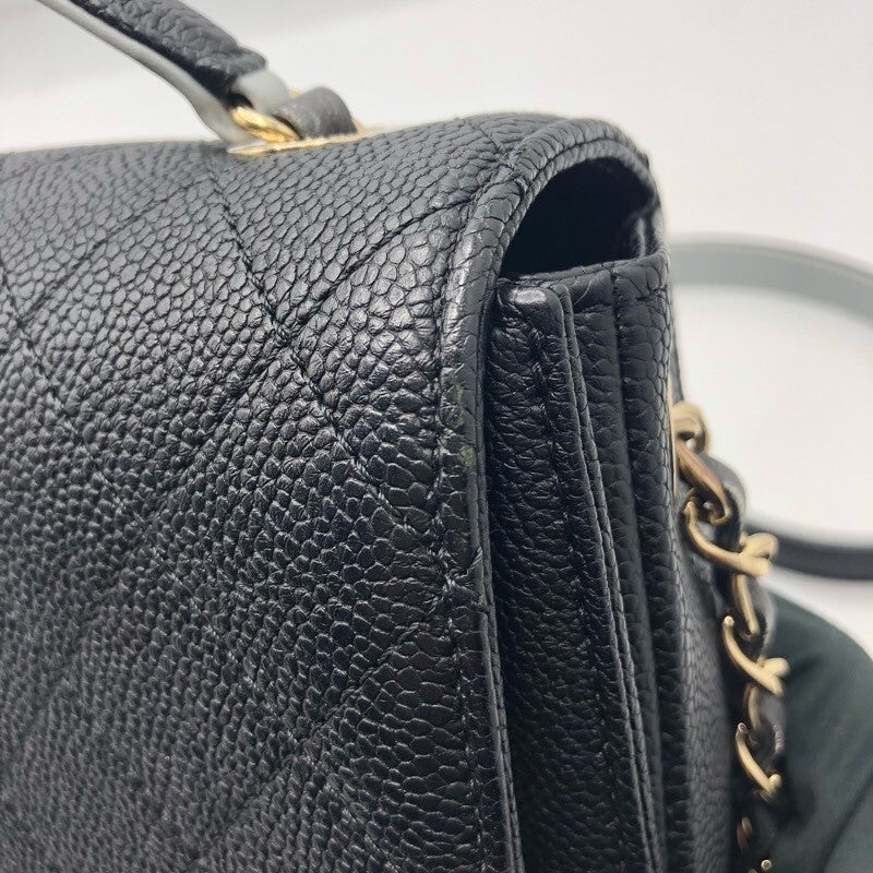 シャネル CHANEL ココマークトップハンドルバッグ A93659 ブラック/シャンパンゴールド金具 キャビアスキン レディース ショルダーバッグ