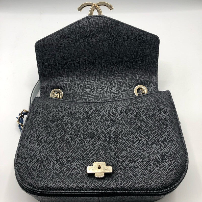 シャネル CHANEL ココマークトップハンドルバッグ A93659 ブラック/シャンパンゴールド金具 キャビアスキン レディース ショルダーバッグ