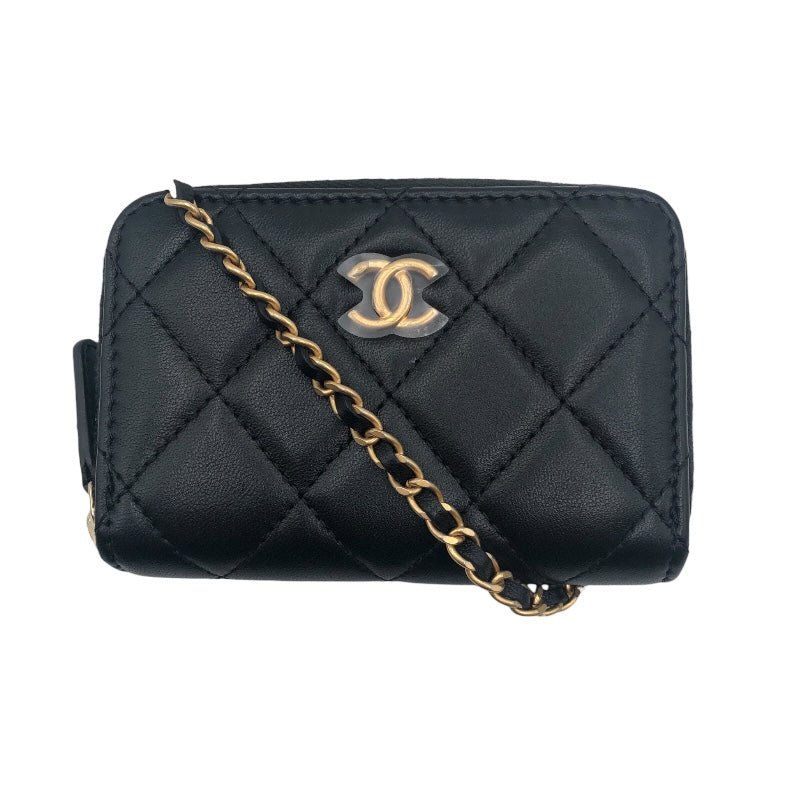 シャネル CHANEL マトラッセチェーンウォレット AP2462 ブラック　ゴールド金具 ラムスキン レディース カードケース