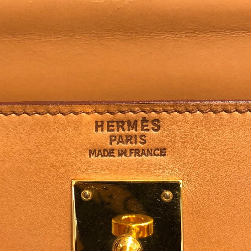 エルメス HERMES ケリー32　外縫い 〇U刻 ナチュラル/ゴールド金具 ボックスカーフ レディース ハンドバッグ