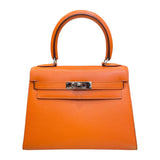 エルメス HERMES ミニケリー20 □D刻 オレンジ　シルバー金具 エバーカーフ レディース ショルダーバッグ