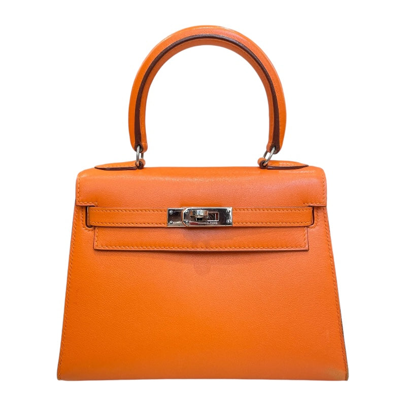 エルメス HERMES ミニケリー20 □D刻 オレンジ　シルバー金具 エバーカーフ レディース ショルダーバッグ