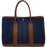 エルメス HERMES ガーデンパーティPM ▢L刻 インディゴ・マロン SV金具 トワルデニムカヌレ レディース ハンドバッグ