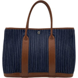 エルメス HERMES ガーデンパーティPM ▢L刻 インディゴ・マロン SV金具 トワルデニムカヌレ レディース ハンドバッグ