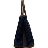 エルメス HERMES ガーデンパーティPM ▢L刻 インディゴ・マロン SV金具 トワルデニムカヌレ レディース ハンドバッグ