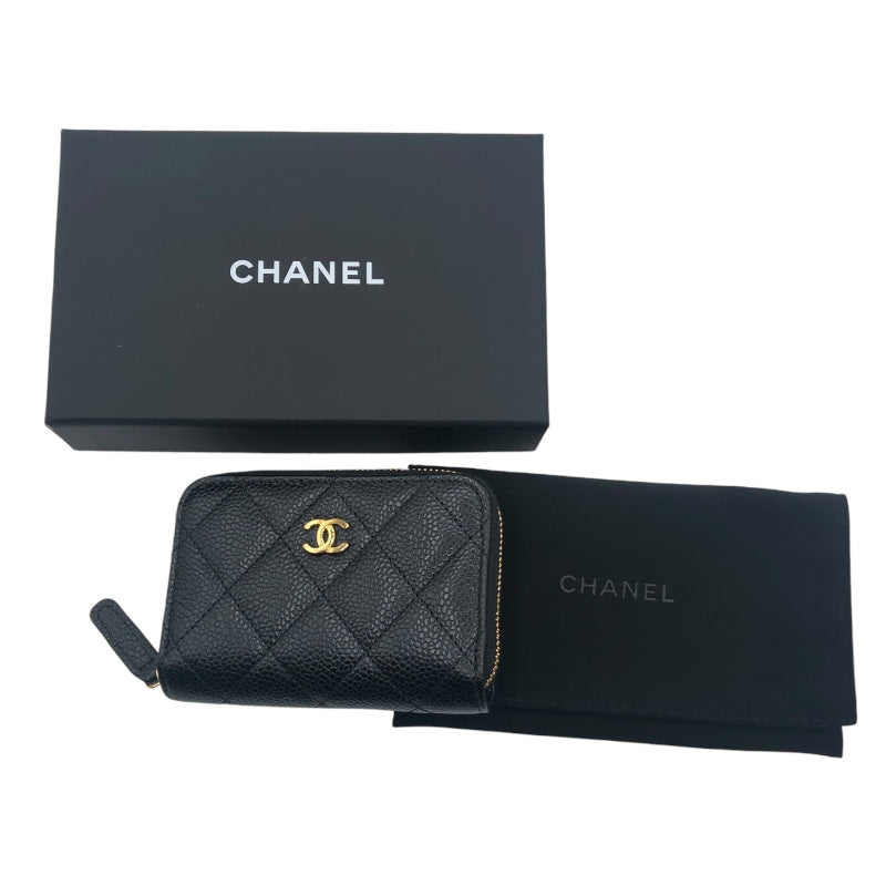 シャネル CHANEL マトラッセカードケース AP0216 ブラック　ゴールド金具 キャビアスキン レディース カードケース