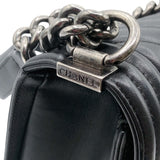 シャネル CHANEL ボーイシャネル25 Vステッチ ブラック/シルバー金具 ラムスキン レディース ショルダーバッグ
