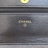 シャネル CHANEL マトラッセチェーンウォレット ブラック/ゴールド金具 キャビアスキン レディース ショルダーバッグ