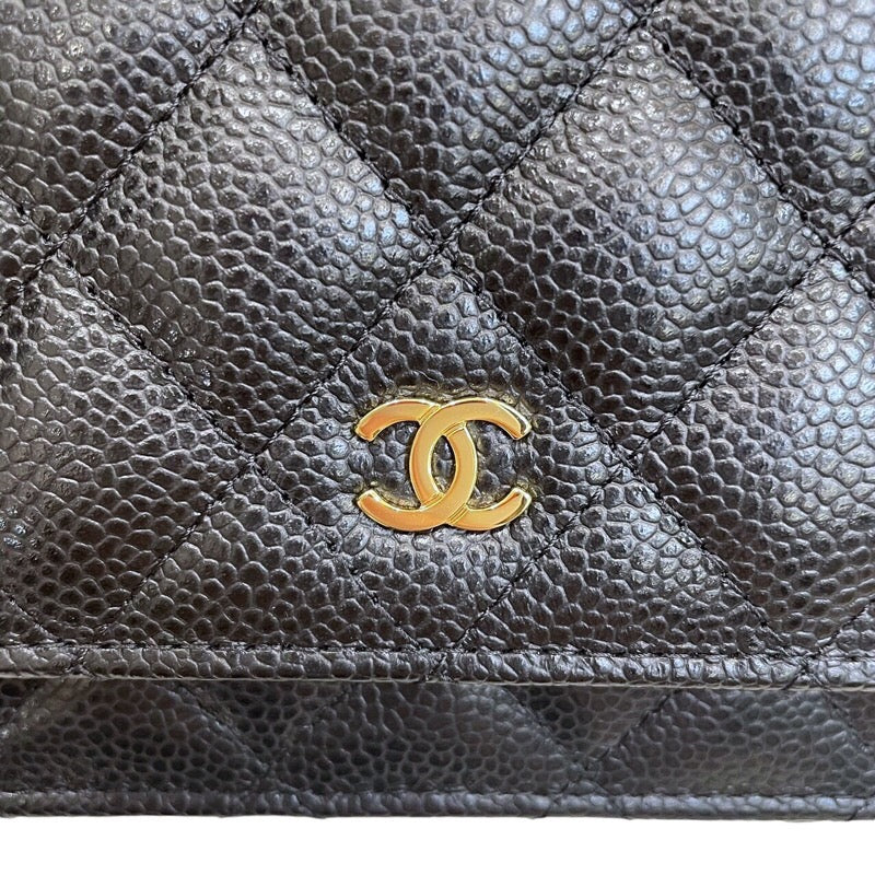 シャネル CHANEL マトラッセチェーンウォレット ブラック/ゴールド金具 キャビアスキン レディース ショルダーバッグ