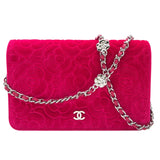 シャネル CHANEL ココマークフラワーチェーン ピンク　SV金具 ベロア レディース ショルダーバッグ