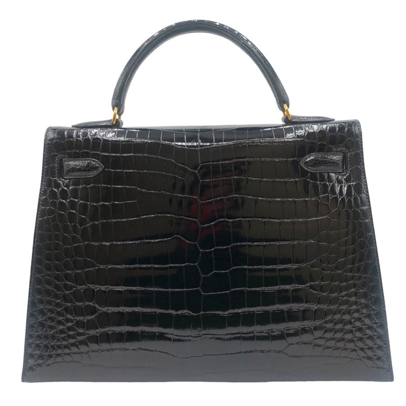 エルメス HERMES ケリー32 外縫い 〇W刻印 ブラック ゴールド金具 ポロサス・リセ レディース ハンドバッグ