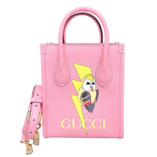 グッチ GUCCI 2WAYハンドバッグ　ばなにゃコラボ 671623 レザー レディース ショルダーバッグ