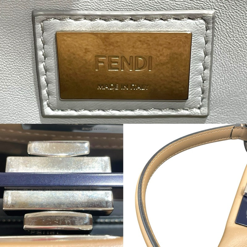 フェンディ FENDI ピーカブー レギュラー 8BN290 ベージュ シルバー金具 レザー レディース ハンドバッグ