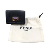 フェンディ FENDI コンパクトウォレット 8M0426 ブラック　ゴールド金具 レザー レディース 三つ折り財布