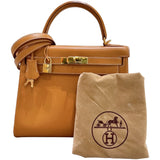 エルメス HERMES ケリー28 ▢D刻印 ナチュラル/ゴールド金具 ヴァッシュ レディース ハンドバッグ