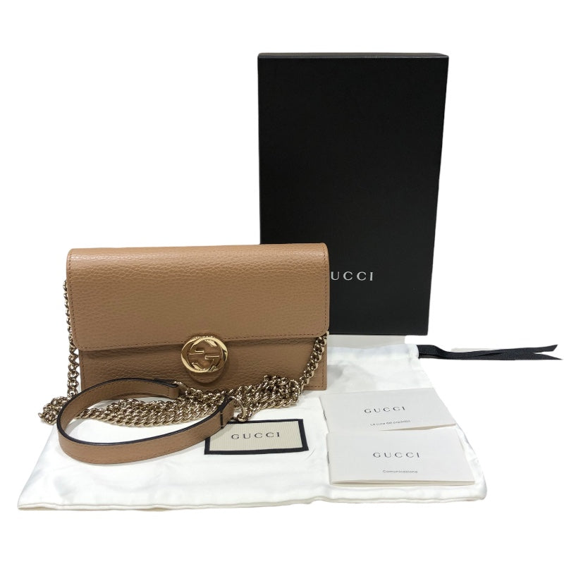 グッチ GUCCI チェーンショルダーバッグ 615523 ピンクベージュ レザー レディース ショルダーバッグ