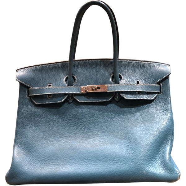 エルメス HERMES バーキン35 □K刻 ブルージーン シルバー金具 トリヨン レディース ハンドバッグ