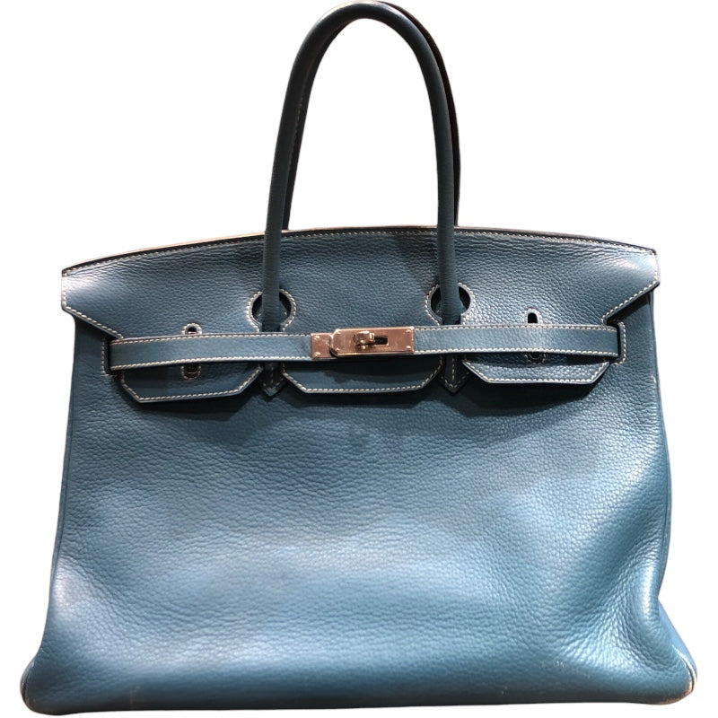 エルメス HERMES バーキン35 □K刻 ブルージーン シルバー金具 トリヨン レディース ハンドバッグ
