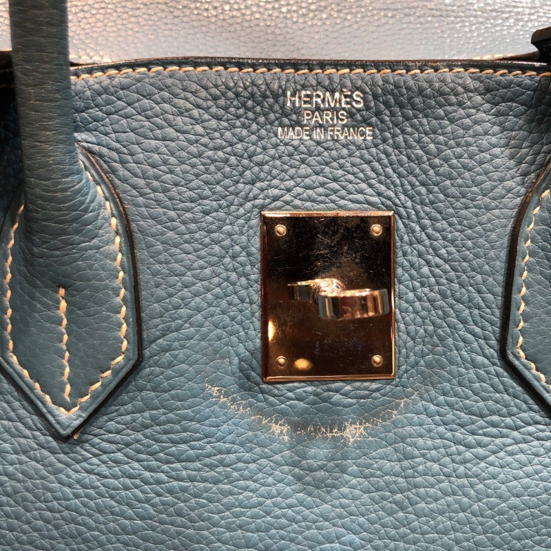 エルメス HERMES バーキン35 □K刻 ブルージーン シルバー金具 トリヨン レディース ハンドバッグ