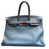 エルメス HERMES バーキン35 □K刻 ブルージーン シルバー金具 トリヨン レディース ハンドバッグ