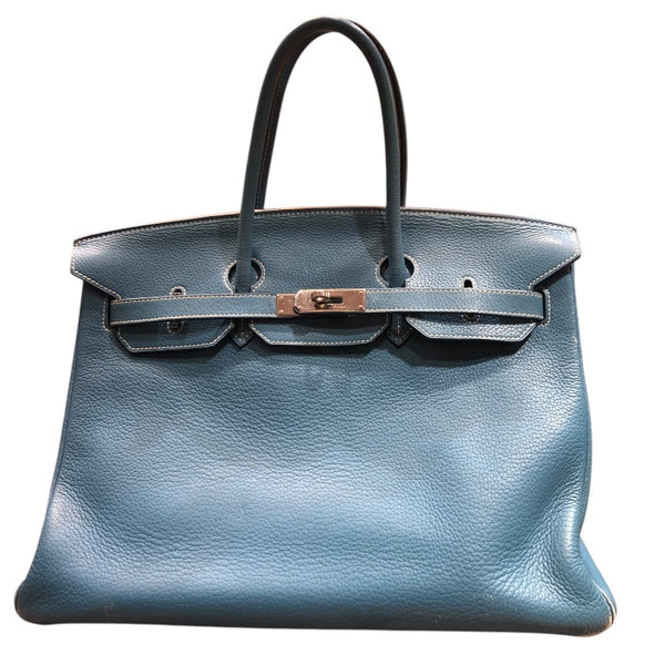エルメス HERMES バーキン35 □K刻 ブルージーン シルバー金具 トリヨン レディース ハンドバッグ