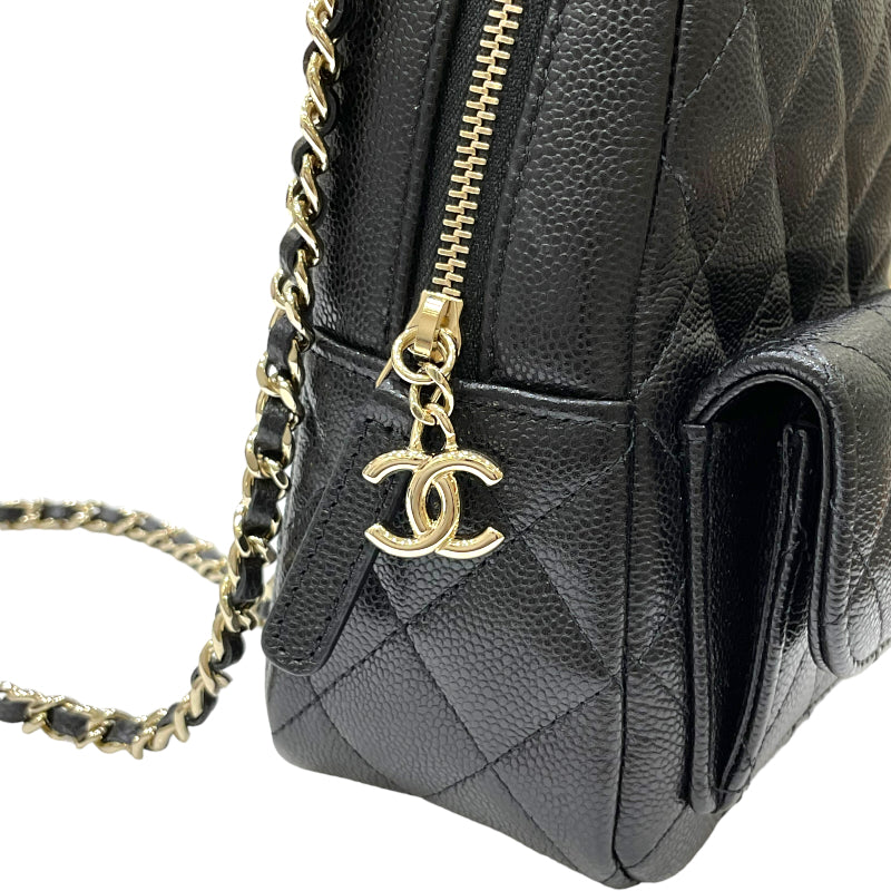 シャネル CHANEL タイムレスクラシック ミニバックパック AP3753  ブラック ゴールド金具 キャビアスキン レディース リュック・デイパック