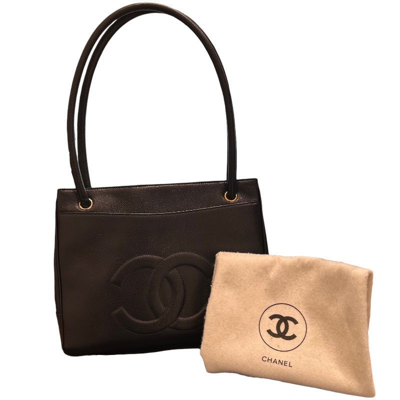 シャネル CHANEL デカココマークレザートートバッグ ブラック