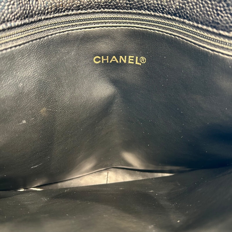 シャネル CHANEL デカココマークレザートートバッグ ブラック レザー キャビアブラック レディース トートバッグ